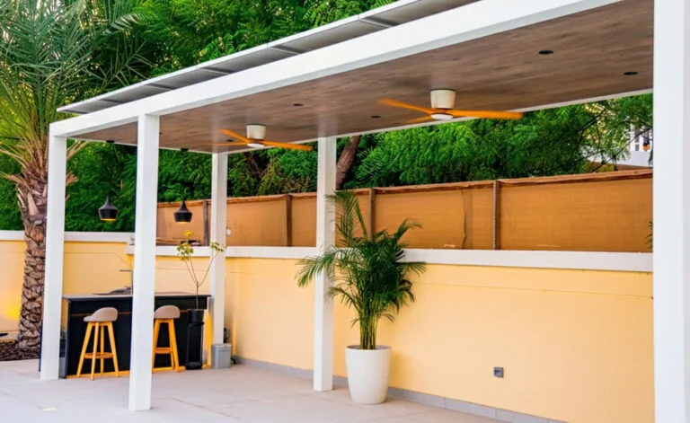 Outdoor kitchen and aluminum work for Dubai villa — Poolsco Landscaping