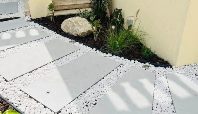 Swimming Pool & Landscaping Company in Dubai Stone hardscaping and patio design in Jumeirah Village Dubai — Poolsco Landscaping