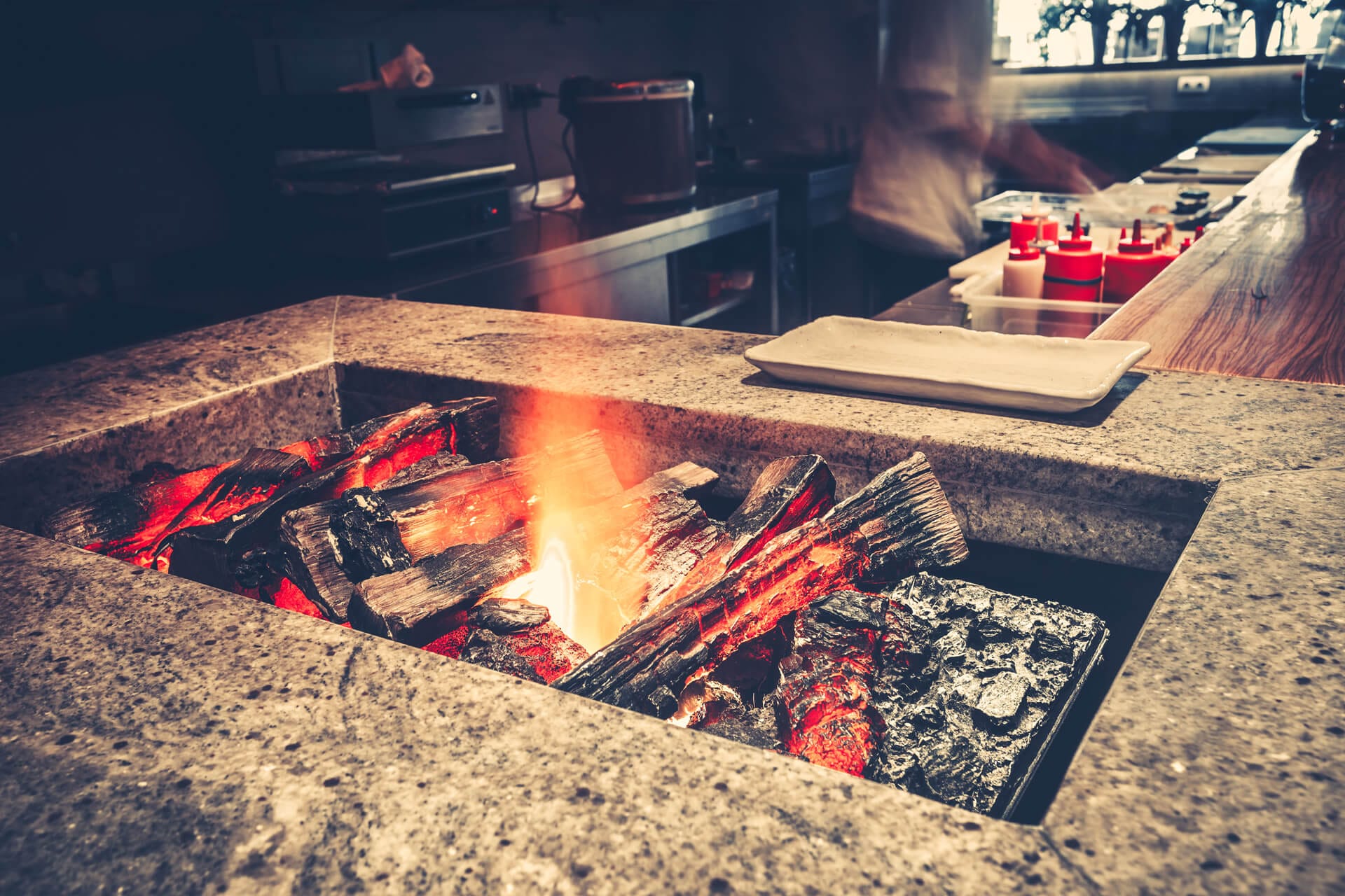 bbq counter with fireplace palm jumeirah poolsco